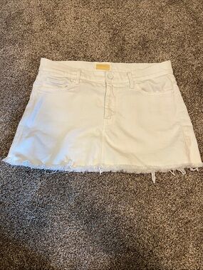 Mother A-Line Mini Fray White Denim Skirt Mirror Mirror Size 28